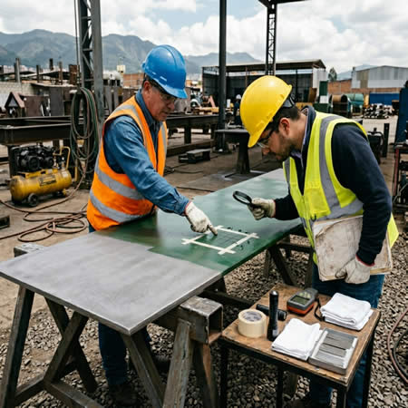 Pruebas de adherencia en pintura industrial para validar preparación de superficie y protección anticorrosiva en Bogotá, Colombia. Montajes, Ingeniería y Construcción. MIC SAS.
