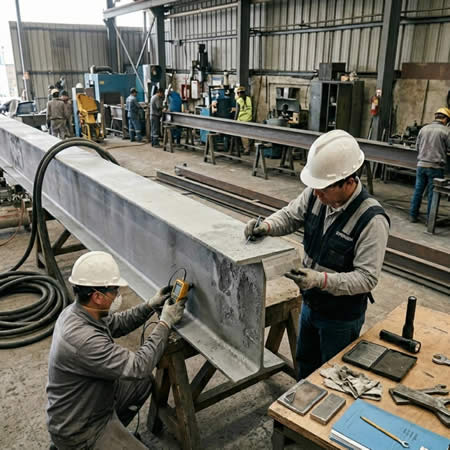 Inspección técnica de picaduras, grietas y corrosión expuesta después de limpieza abrasiva en Bogotá, Colombia. Montajes, Ingeniería y Construcción. MIC SAS.