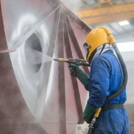 Chorro de arena para remover óxido, pintura vieja y contaminantes antes de aplicar recubrimientos en Bogotá, Colombia. Montajes, Ingeniería y Construcción. MIC SAS.