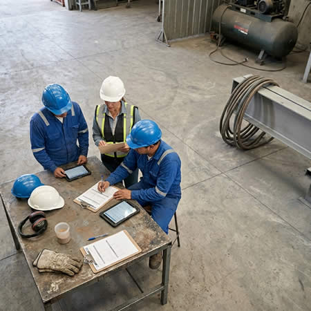 Corrección de parámetros de chorro abrasivo para lograr superficies más uniformes y listas para recubrimiento en Bogotá, Colombia. Montajes, Ingeniería y Construcción. MIC SAS.