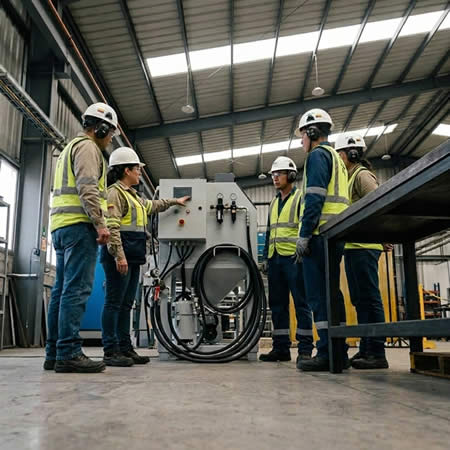 Actualización de habilidades en sandblasting para operarios con mejora técnica y seguridad industrial en Bogotá, Colombia. Montajes, Ingeniería y Construcción. MIC SAS.