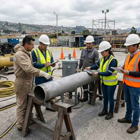 Entrenamiento en identificación de peligros del chorro abrasivo para proteger operarios y áreas de trabajo en Bogotá, Colombia. Montajes, Ingeniería y Construcción. MIC SAS.