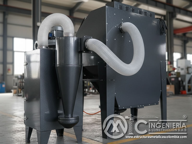Ciclón y ducto de extracción para control de polvo en arenado en Bogotá, Colombia. Montajes, Ingeniería y Construcción. MIC SAS. Ciclón y ducto de extracción para control de polvo en arenado en Bogotá, Colombia. Montajes, Ingeniería y Construcción. MIC SAS.