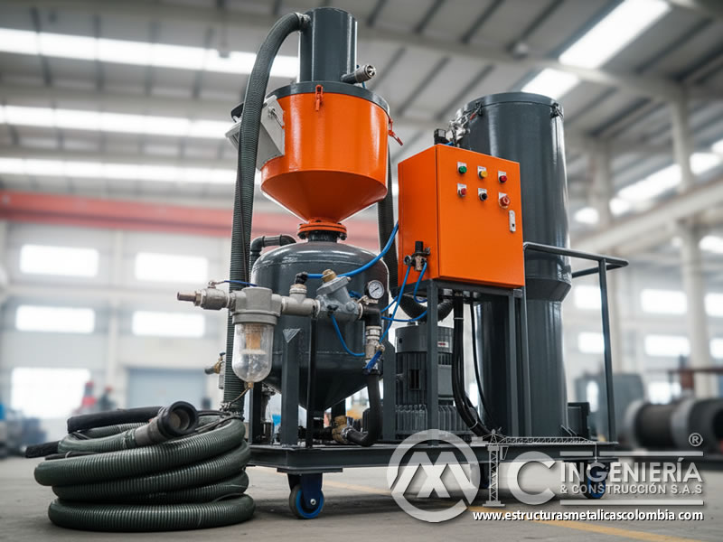 Sistema de arenado con colector de polvo y reciclaje de abrasivo en Bogotá, Colombia. Montajes, Ingeniería y Construcción. MIC SAS. Sistema de arenado con colector de polvo y reciclaje de abrasivo en Bogotá, Colombia. Montajes, Ingeniería y Construcción. MIC SAS.
