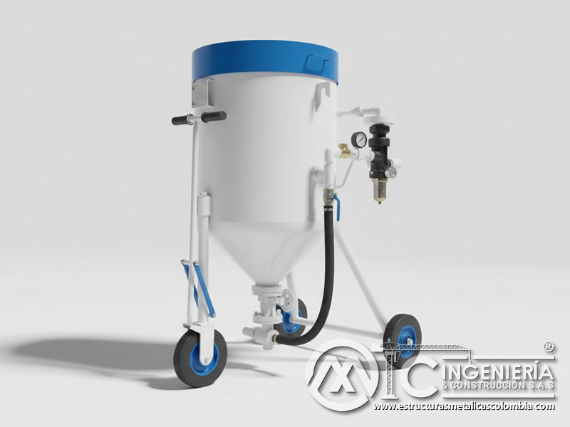 Tanque de arenado portátil con válvulas para chorro de arena en Bogotá, Colombia. Montajes, Ingeniería y Construcción. MIC SAS. Tanque de arenado portátil con válvulas para chorro de arena en Bogotá, Colombia. Montajes, Ingeniería y Construcción. MIC SAS.