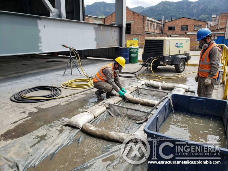 Control de escorrentía y aguas residuales generadas por chorro abrasivo cerca de zonas sensibles en Bogotá, Colombia. Montajes, Ingeniería y Construcción. MIC SAS.