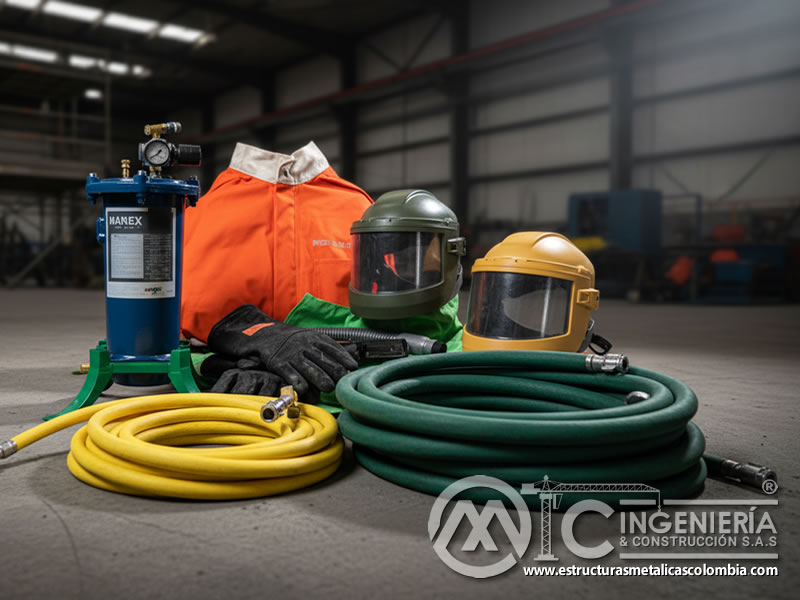 EPP y accesorios para la capacitación de operarios de sandblasting en Bogotá, Colombia. Montajes, Ingeniería y Construcción. MIC SAS. EPP y accesorios para la capacitación de operarios de sandblasting en Bogotá, Colombia. Montajes, Ingeniería y Construcción. MIC SAS.