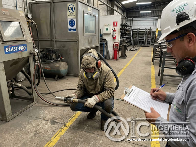 Evaluación de comprensión en arenado mediante prueba práctica y observación segura en Bogotá, Colombia. Montajes, Ingeniería y Construcción. MIC SAS.
