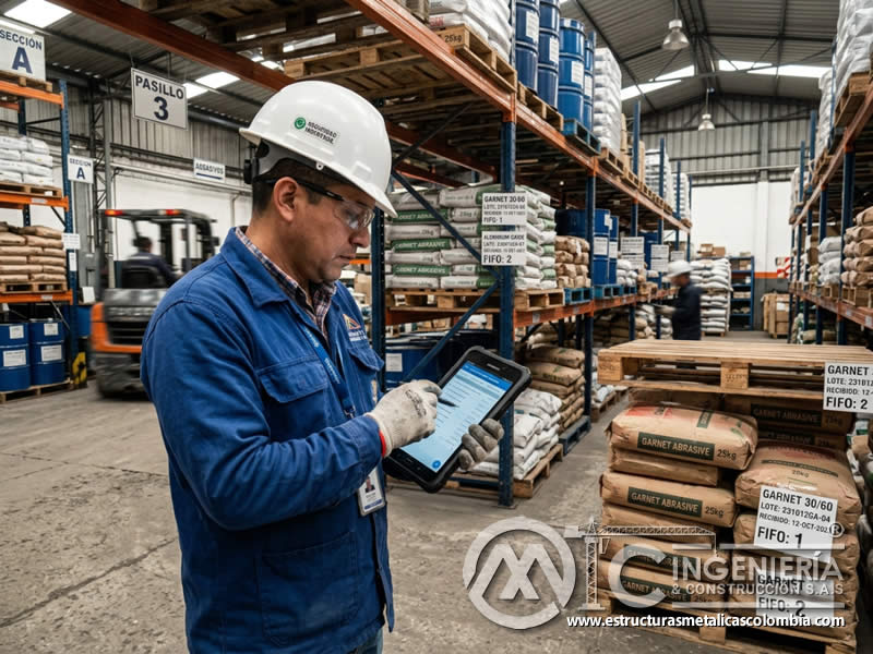 Inventario y rotación de stock de abrasivos según fecha de recepción para preservar calidad y trazabilidad en Bogotá, Colombia. Montajes, Ingeniería y Construcción. MIC SAS.