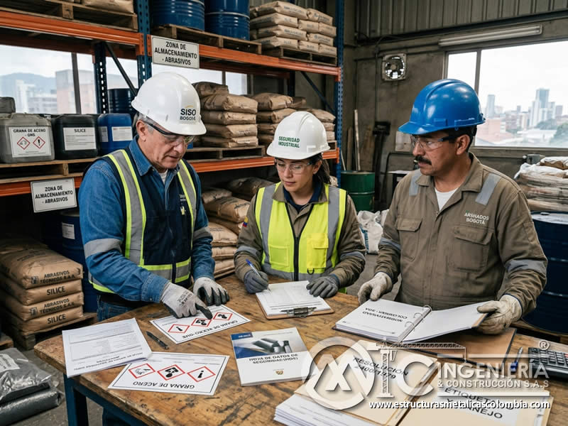 Cumplimiento de normas colombianas y SGA para manejo, almacenamiento y etiquetado de abrasivos en Bogotá, Colombia. Montajes, Ingeniería y Construcción. MIC SAS.