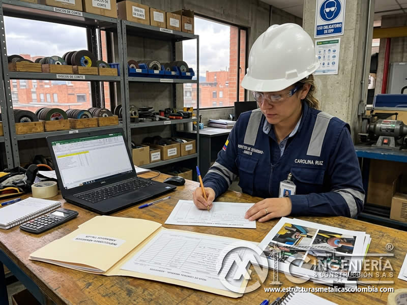 Registro de inspección y mantenimiento de equipos de almacenamiento y manejo de abrasivos en Bogotá, Colombia. Montajes, Ingeniería y Construcción. MIC SAS.