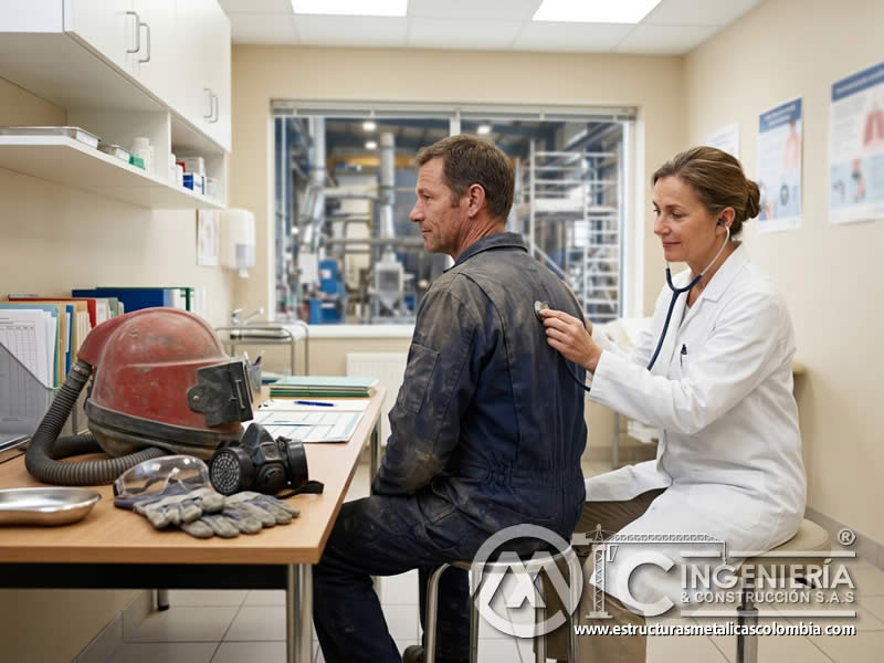 Consulta médica por síntomas relacionados con exposición a polvo de sandblasting en Bogotá, Colombia. Montajes, Ingeniería y Construcción. MIC SAS.