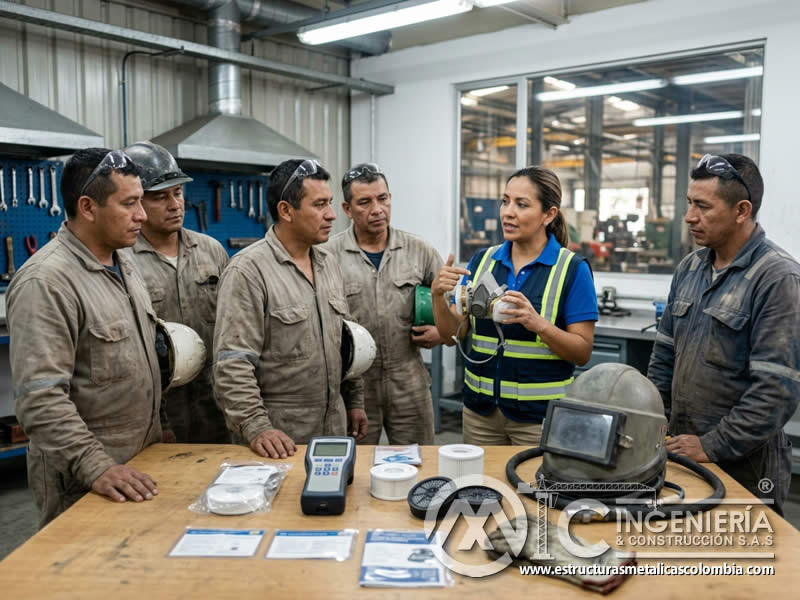Entrenamiento para prevenir silicosis en trabajos de arenado industrial en Bogotá, Colombia. Montajes, Ingeniería y Construcción. MIC SAS.