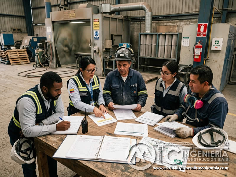 Revisión del plan de emergencia para sandblasting con mejora continua y registros actualizados en Bogotá, Colombia. Montajes, Ingeniería y Construcción. MIC SAS.