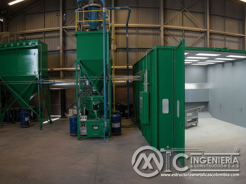 Planta de granallado con ciclón y extracción de partículas en Bogotá, Colombia. Montajes, Ingeniería y Construcción. MIC SAS.