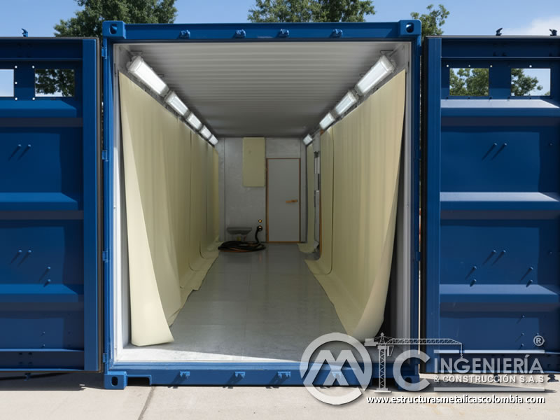 Unidad portátil de arenado adaptada con sistema de ventilación en Bogotá, Colombia. Montajes, Ingeniería y Construcción. MIC SAS.