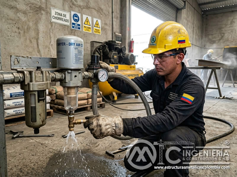 Filtros y secadores para presión estable en chorro abrasivo en Bogotá, Colombia. Montajes, Ingeniería y Construcción. MIC SAS.