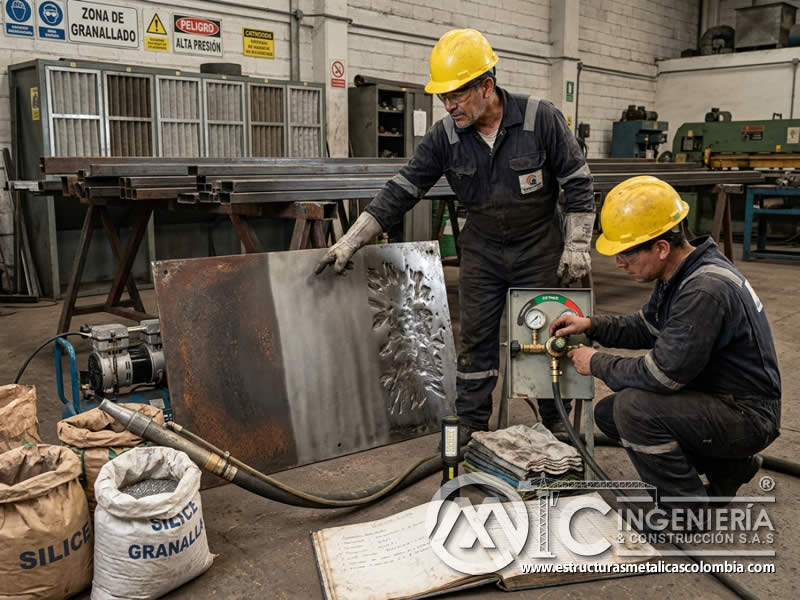 Optimización del abrasivo con presión en chorro abrasivo en Bogotá, Colombia. Montajes, Ingeniería y Construcción. MIC SAS.