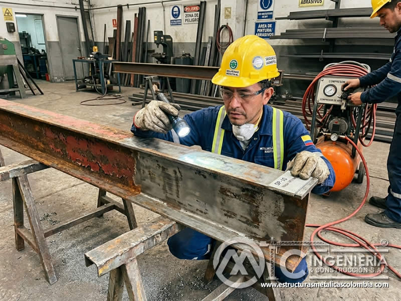 Limpieza incompleta por presión baja en chorro abrasivo en Bogotá, Colombia. Montajes, Ingeniería y Construcción. MIC SAS.