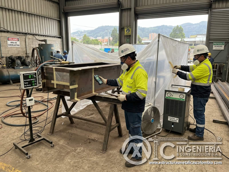 Alta humedad y procedimiento especial para sandblasting en Bogotá, Colombia. Montajes, Ingeniería y Construcción. MIC SAS.