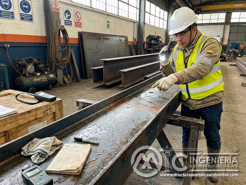 Humedad en superficie de acero antes del sandblasting en Bogotá, Colombia. Montajes, Ingeniería y Construcción. MIC SAS.
