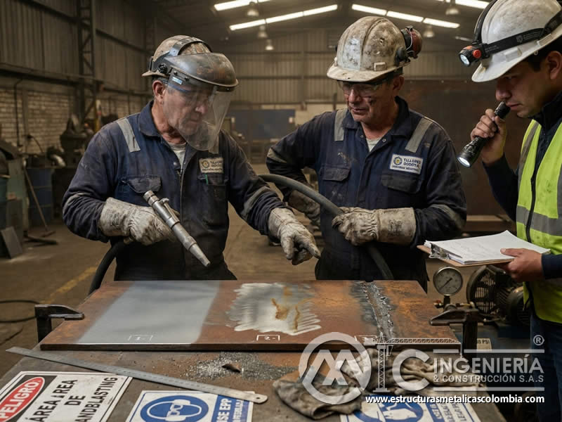 Ángulo de incidencia del abrasivo en sandblasting en Bogotá, Colombia. Montajes, Ingeniería y Construcción. MIC SAS.