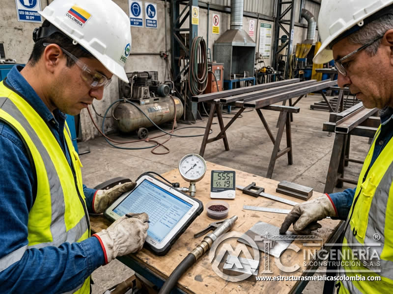 Calibración de parámetros de limpieza abrasiva y registro en Bogotá, Colombia. Montajes, Ingeniería y Construcción. MIC SAS.
