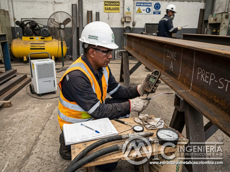 Condiciones ambientales de temperatura y humedad para sandblasting en Bogotá, Colombia. Montajes, Ingeniería y Construcción. MIC SAS.