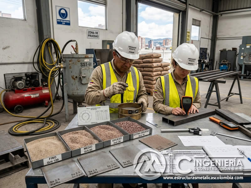 Tamaño del abrasivo y parámetros operativos de sandblasting en Bogotá, Colombia. Montajes, Ingeniería y Construcción. MIC SAS.