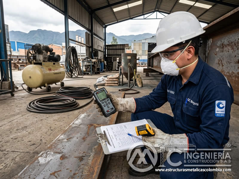 Revisión de humedad, temperatura y punto de rocío antes del sandblasting en Bogotá, Colombia. Montajes, Ingeniería y Construcción. MIC SAS.