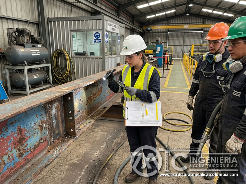 Evaluación inicial de superficie para sandblasting mediante inspección visual en Bogotá, Colombia. Montajes, Ingeniería y Construcción. MIC SAS.