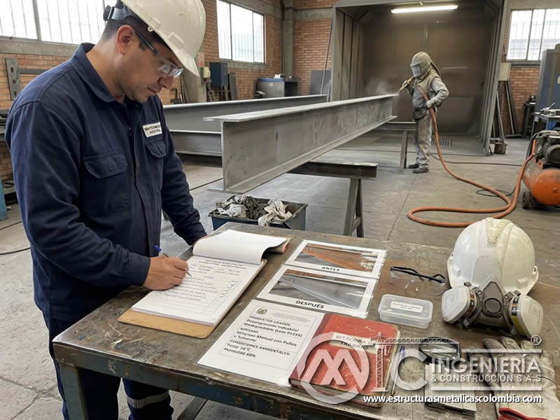 Documentación de limpieza previa al sandblasting con registros y evidencias SST en Bogotá, Colombia. Montajes, Ingeniería y Construcción. MIC SAS. Documentación de limpieza previa al sandblasting con registros y evidencias SST en Bogotá, Colombia. Montajes, Ingeniería y Construcción. MIC SAS.