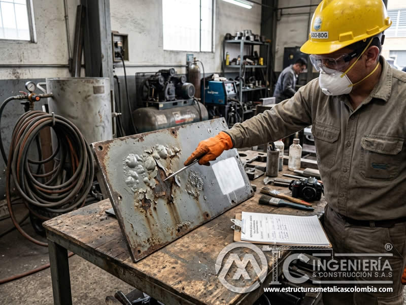 Fallas de recubrimiento por contaminantes no removidos antes del arenado en Bogotá, Colombia. Montajes, Ingeniería y Construcción. MIC SAS. Fallas de recubrimiento por contaminantes no removidos antes del arenado en Bogotá, Colombia. Montajes, Ingeniería y Construcción. MIC SAS.