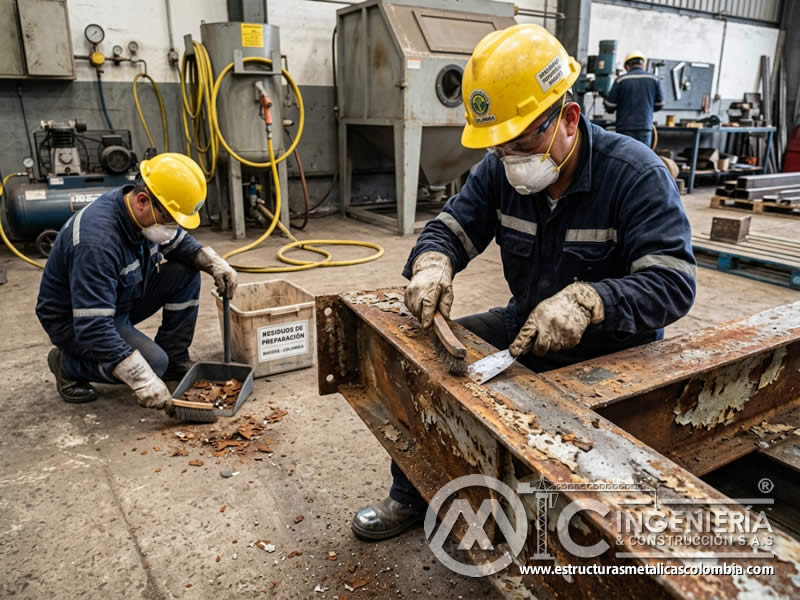 Limpieza mecánica con cepillo y raspado antes del sandblasting en Bogotá, Colombia. Montajes, Ingeniería y Construcción. MIC SAS. Limpieza mecánica con cepillo y raspado antes del sandblasting en Bogotá, Colombia. Montajes, Ingeniería y Construcción. MIC SAS.