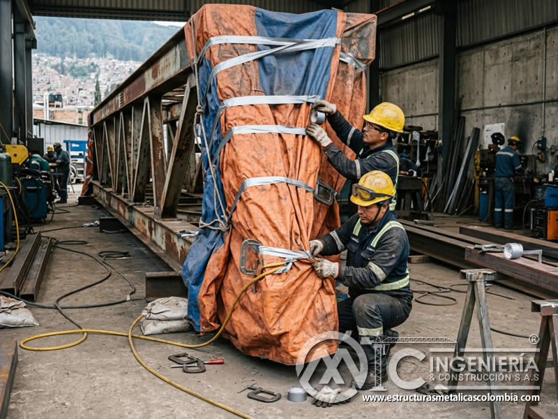 Cobertores para proteger áreas amplias de estructuras metálicas durante sandblasting en Bogotá, Colombia. Montajes, Ingeniería y Construcción. MIC SAS. Cobertores para proteger áreas amplias de estructuras metálicas durante sandblasting en Bogotá, Colombia. Montajes, Ingeniería y Construcción. MIC SAS.