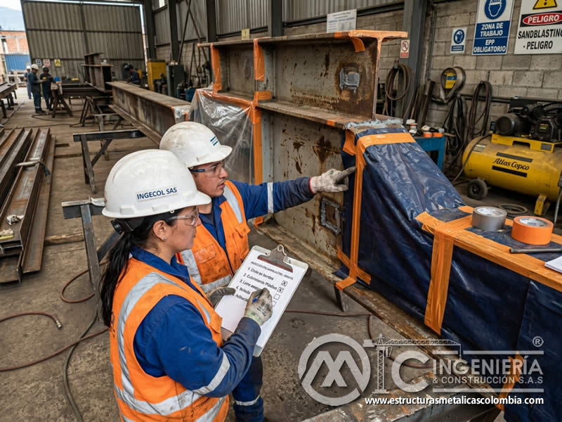 Inspección de áreas protegidas con lista de control antes del sandblasting en Bogotá, Colombia. Montajes, Ingeniería y Construcción. MIC SAS. Inspección de áreas protegidas con lista de control antes del sandblasting en Bogotá, Colombia. Montajes, Ingeniería y Construcción. MIC SAS.