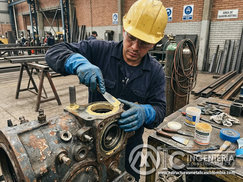 Masillas y selladores protegiendo roscas y componentes sensibles durante sandblasting en Bogotá, Colombia. Montajes, Ingeniería y Construcción. MIC SAS. Masillas y selladores protegiendo roscas y componentes sensibles durante sandblasting en Bogotá, Colombia. Montajes, Ingeniería y Construcción. MIC SAS.