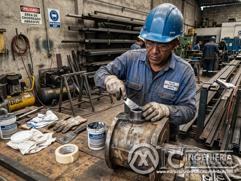Materiales de masilla para proteger superficies metálicas durante arenado en Bogotá, Colombia. Montajes, Ingeniería y Construcción. MIC SAS. Materiales de masilla para proteger superficies metálicas durante arenado en Bogotá, Colombia. Montajes, Ingeniería y Construcción. MIC SAS.