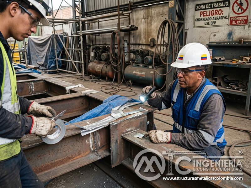 Riesgos por protección inadecuada durante limpieza abrasiva en Bogotá, Colombia. Montajes, Ingeniería y Construcción. MIC SAS. Riesgos por protección inadecuada durante limpieza abrasiva en Bogotá, Colombia. Montajes, Ingeniería y Construcción. MIC SAS.