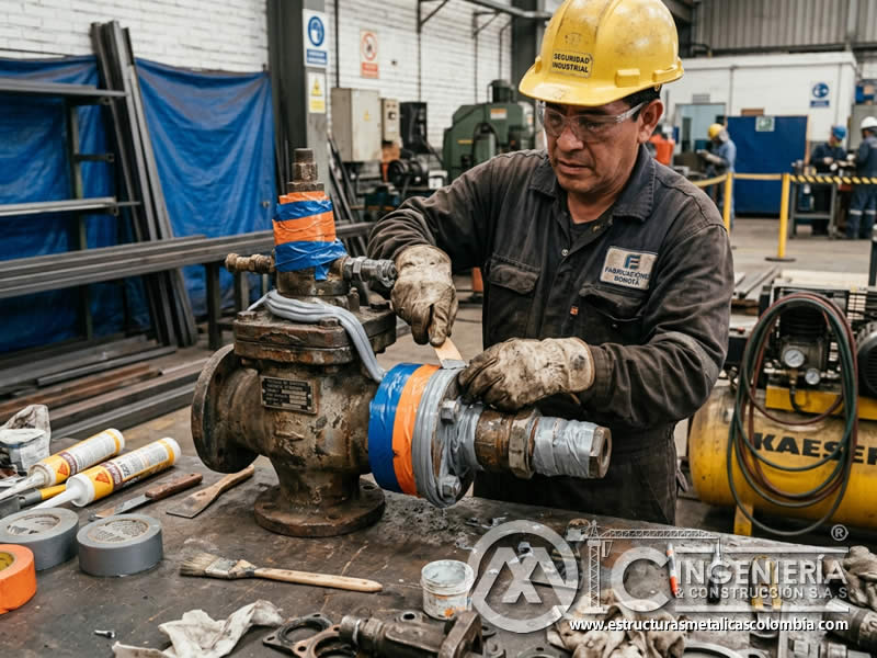Sellado de componentes sensibles para evitar daños por chorro abrasivo en Bogotá, Colombia. Montajes, Ingeniería y Construcción. MIC SAS. Sellado de componentes sensibles para evitar daños por chorro abrasivo en Bogotá, Colombia. Montajes, Ingeniería y Construcción. MIC SAS.