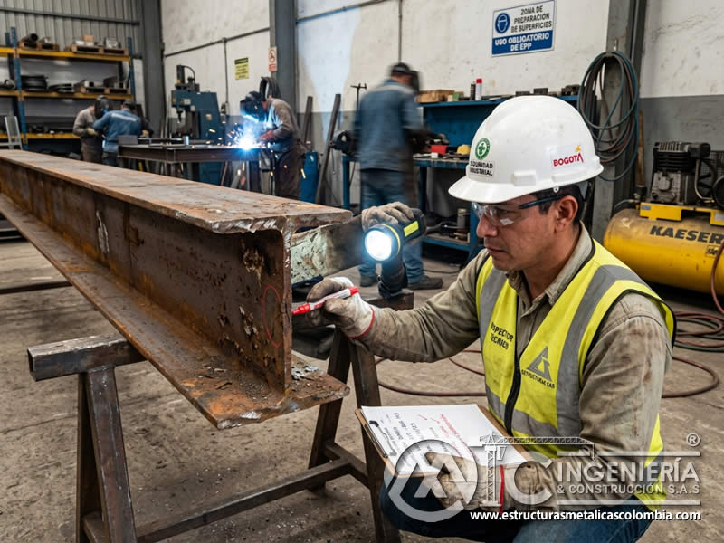 Identificación de daños en superficie metálica antes del sandblasting en Bogotá, Colombia. Montajes, Ingeniería y Construcción. MIC SAS.