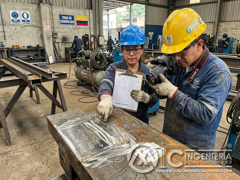 Registro fotográfico de reparación antes del arenado y hallazgos SST en Bogotá, Colombia. Montajes, Ingeniería y Construcción. MIC SAS.