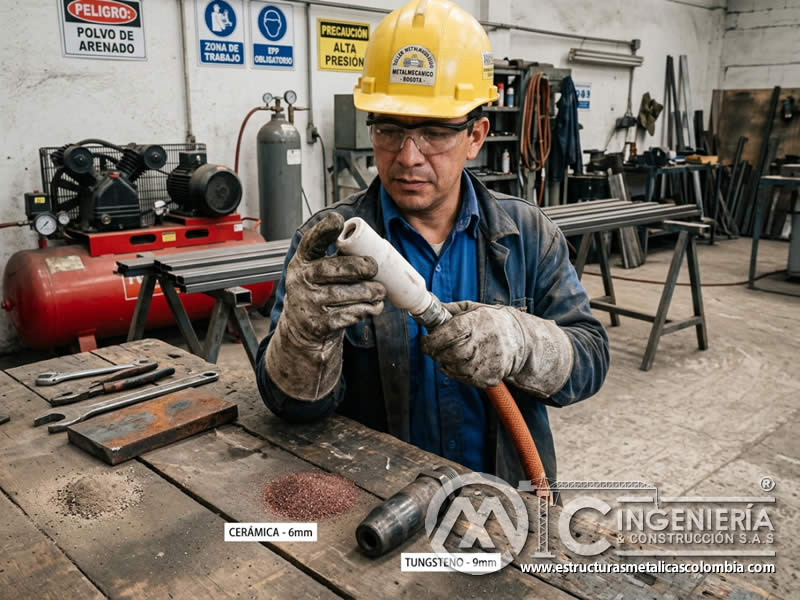 Boquilla cerámica para sandblasting con bajo costo y ligereza en Bogotá, Colombia. Montajes, Ingeniería y Construcción. MIC SAS.