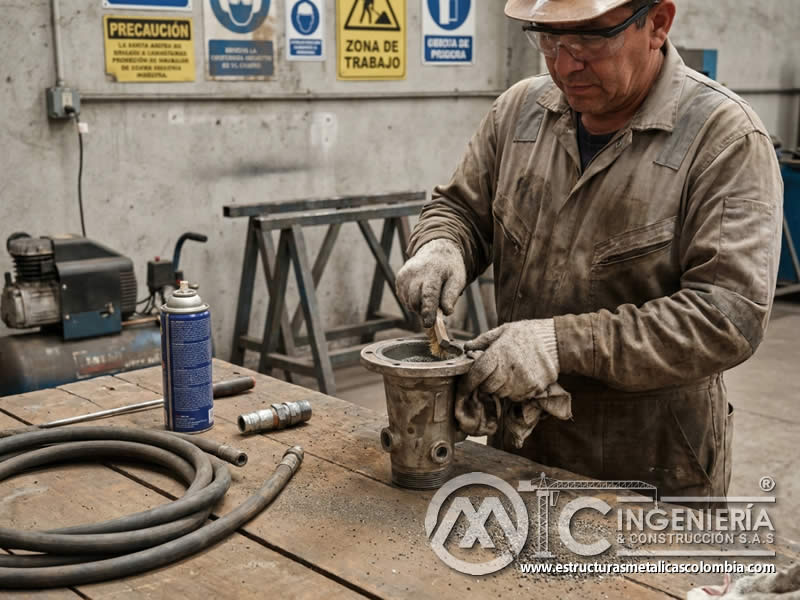 Limpieza de boquilla y mantenimiento en chorro de arena en Bogotá, Colombia. Montajes, Ingeniería y Construcción. MIC SAS.