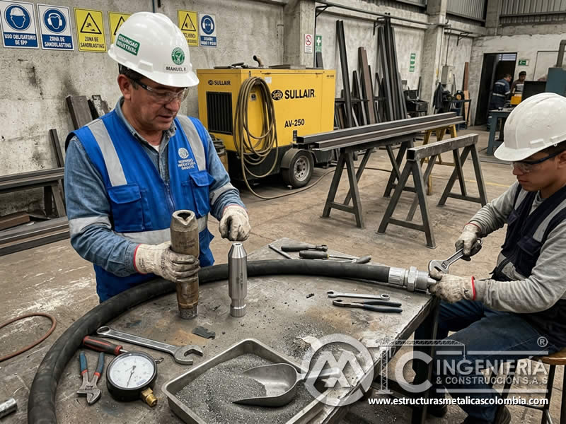 Reemplazo de boquilla por desgaste y costos en sandblasting en Bogotá, Colombia. Montajes, Ingeniería y Construcción. MIC SAS.