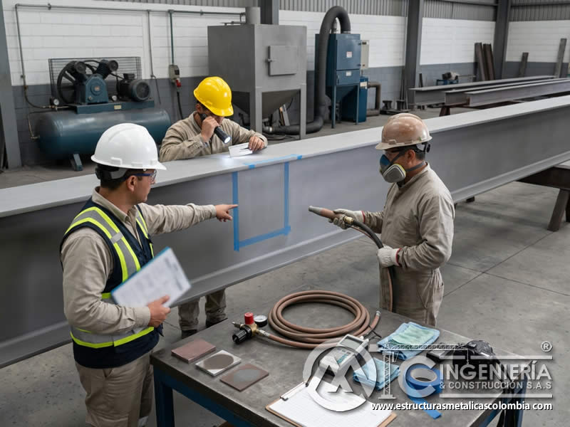 Acciones correctivas de sandblasting para conformidad en Bogotá, Colombia. Montajes, Ingeniería y Construcción. MIC SAS.