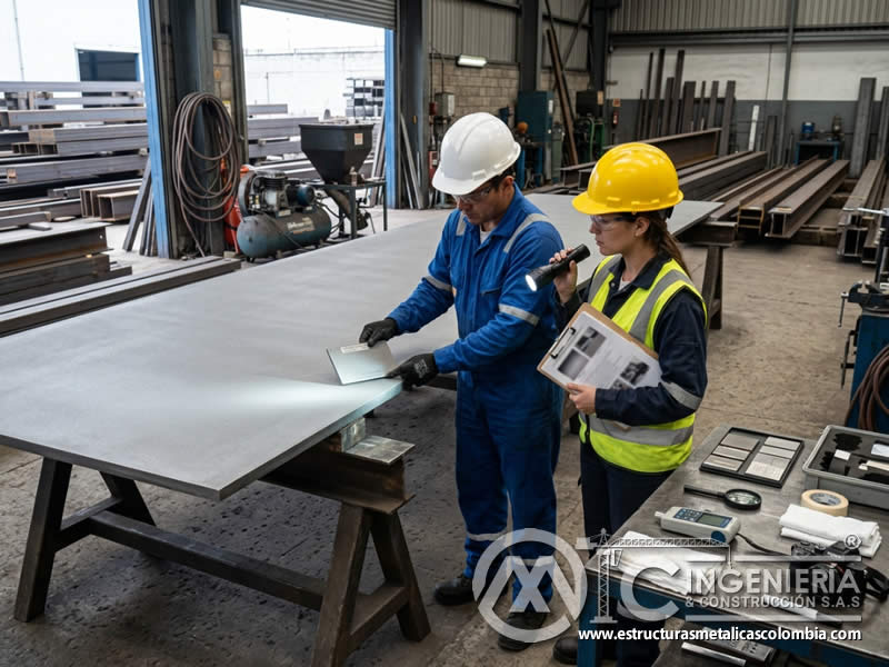 Inspección visual de sandblasting con muestra en Bogotá, Colombia. Montajes, Ingeniería y Construcción. MIC SAS.