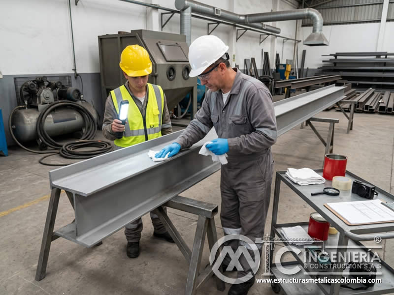 Control de limpieza y contaminantes tras sandblasting en Bogotá, Colombia. Montajes, Ingeniería y Construcción. MIC SAS.