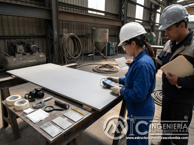 Rugosidad de sandblasting comparada con especificación en Bogotá, Colombia. Montajes, Ingeniería y Construcción. MIC SAS.