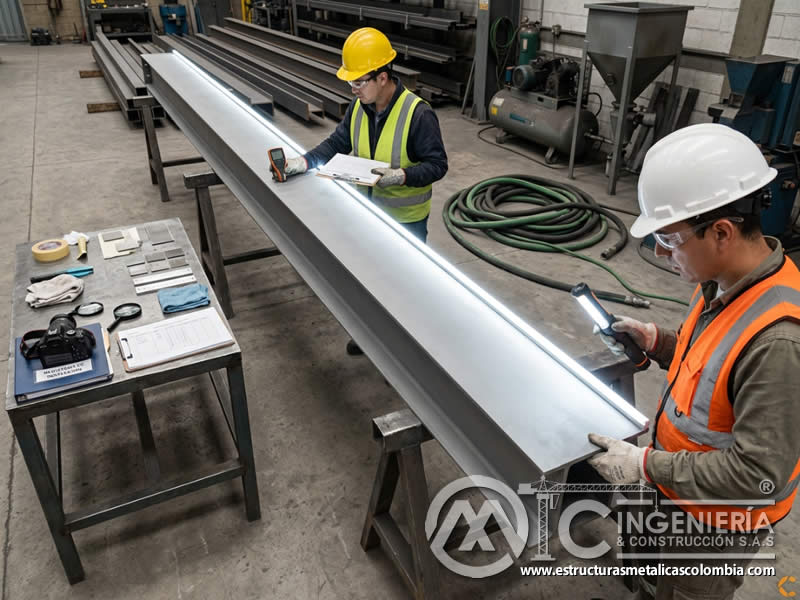 Uniformidad del acabado de sandblasting en superficie en Bogotá, Colombia. Montajes, Ingeniería y Construcción. MIC SAS.